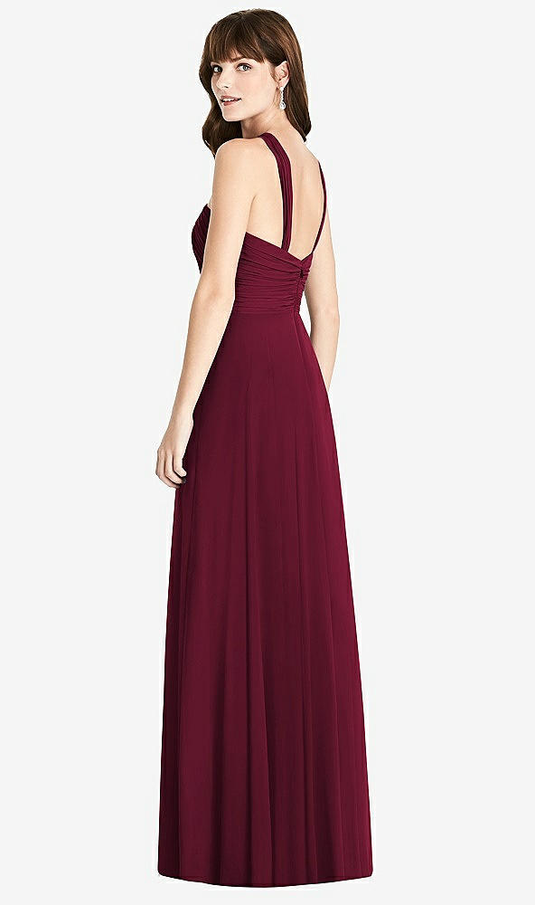 Back View - Cabernet Twist Halter Chiffon Maxi Dress - James