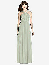 Front View Thumbnail - Celadon Twist Halter Chiffon Maxi Dress - James