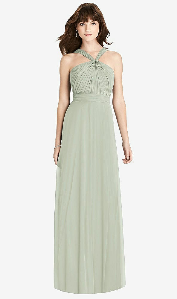 Front View - Celadon Twist Halter Chiffon Maxi Dress - James