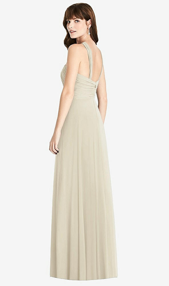 Back View - Champagne Twist Halter Chiffon Maxi Dress - James