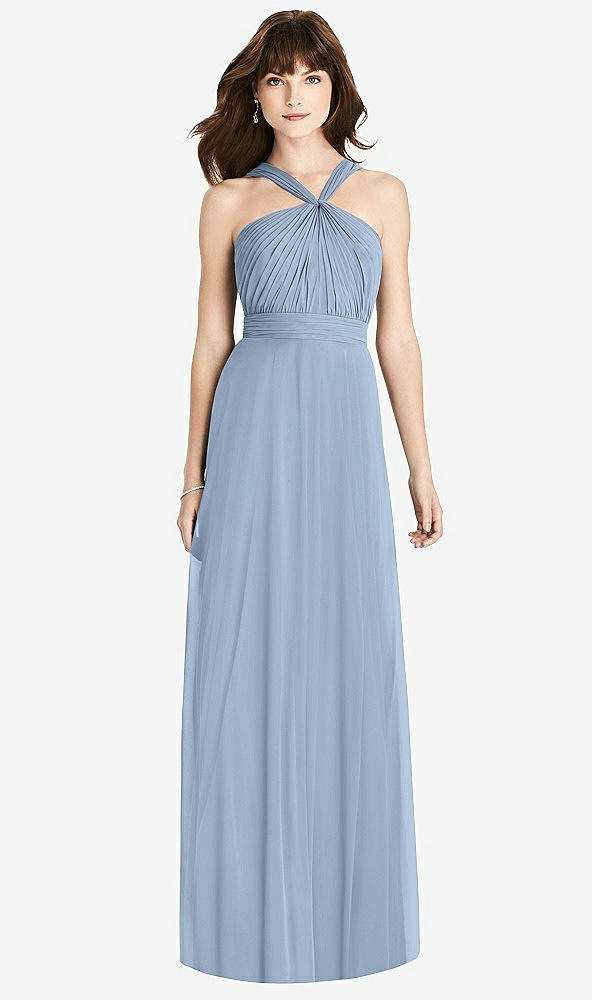 Front View - Cloudy Twist Halter Chiffon Maxi Dress - James