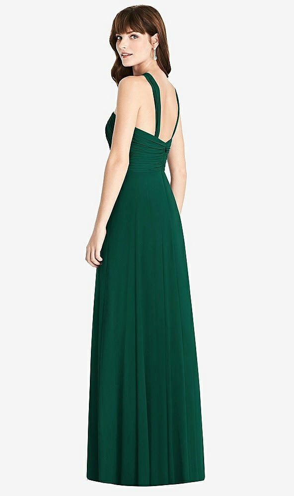 Back View - Hunter Green Twist Halter Chiffon Maxi Dress - James