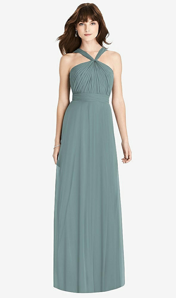 Front View - Icelandic Twist Halter Chiffon Maxi Dress - James