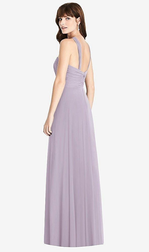 Back View - Lilac Haze Twist Halter Chiffon Maxi Dress - James