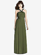 Front View Thumbnail - Olive Green Twist Halter Chiffon Maxi Dress - James