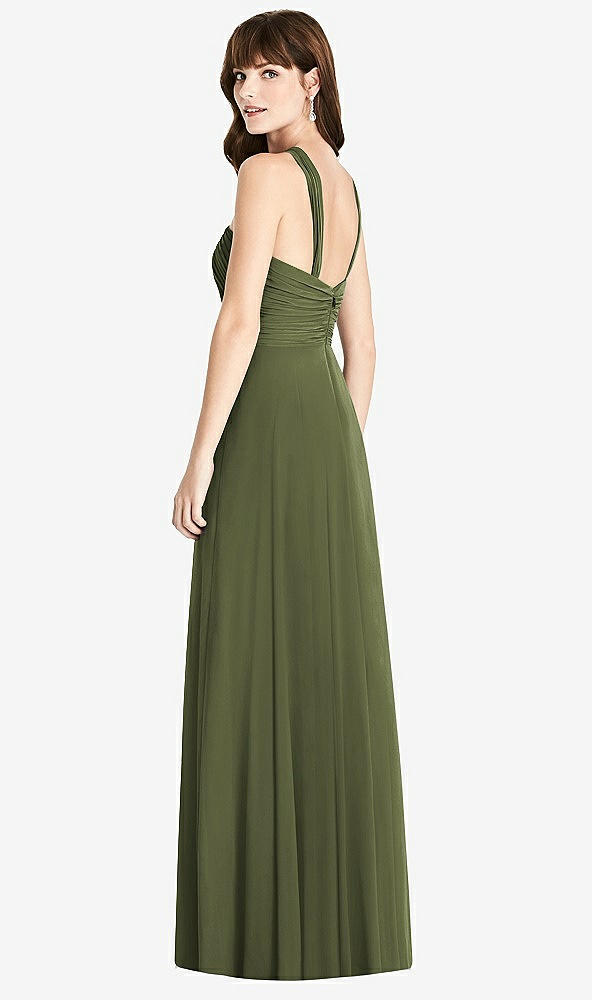 Back View - Olive Green Twist Halter Chiffon Maxi Dress - James