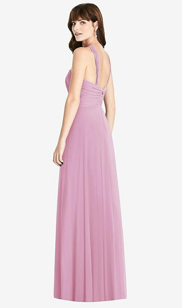 Back View - Powder Pink Twist Halter Chiffon Maxi Dress - James