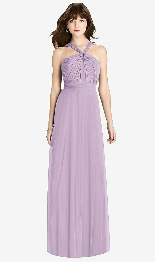 Front View - Pale Purple Twist Halter Chiffon Maxi Dress - James