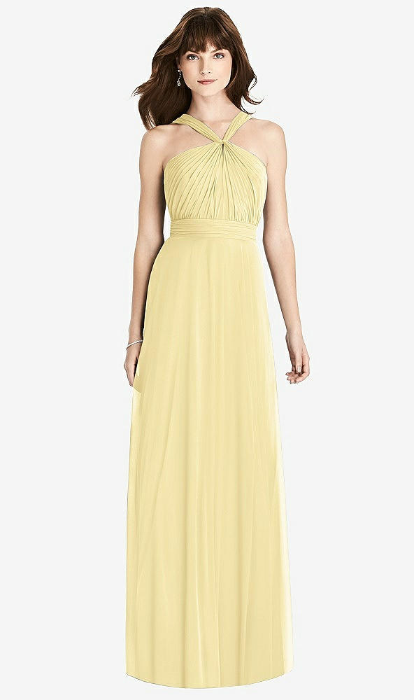 Front View - Pale Yellow Twist Halter Chiffon Maxi Dress - James