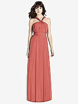 Front View Thumbnail - Coral Pink Twist Halter Chiffon Maxi Dress - James