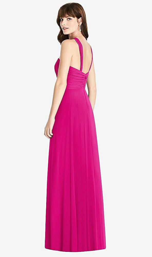 Back View - Think Pink Twist Halter Chiffon Maxi Dress - James