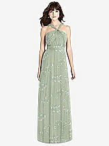 Front View Thumbnail - Vintage Primrose Sage Twist Halter Chiffon Maxi Dress - James