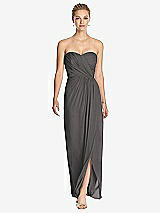 Front View Thumbnail - Caviar Gray Strapless Draped Chiffon Maxi Dress - Lila