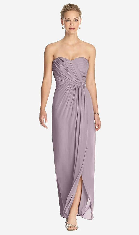 Front View - Lilac Dusk Strapless Draped Chiffon Maxi Dress - Lila