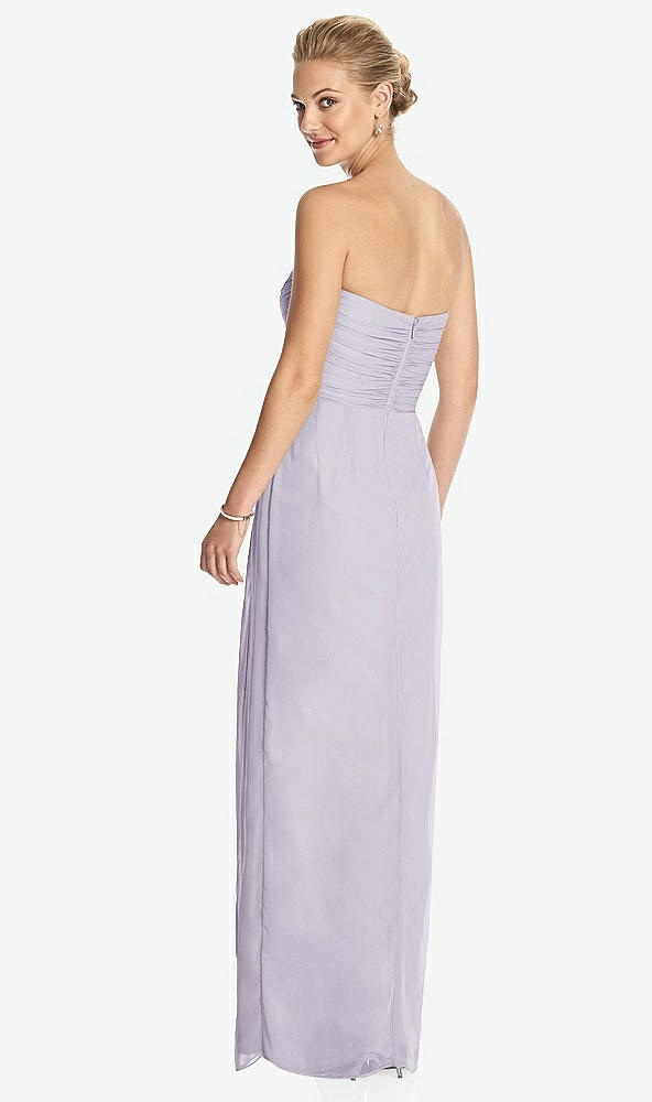 Back View - Moondance Strapless Draped Chiffon Maxi Dress - Lila