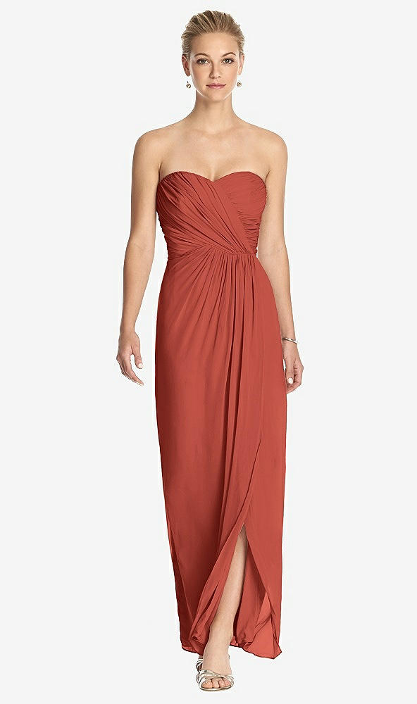 Front View - Amber Sunset Strapless Draped Chiffon Maxi Dress - Lila