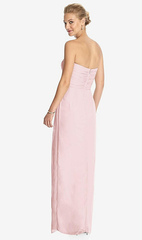 Back View - Ballet Pink Strapless Draped Chiffon Maxi Dress - Lila