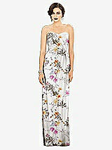 Alt View 1 Thumbnail - Butterfly Botanica Ivory Strapless Draped Chiffon Maxi Dress - Lila