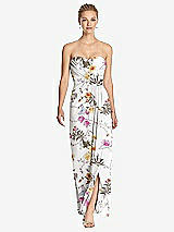 Front View Thumbnail - Butterfly Botanica Ivory Strapless Draped Chiffon Maxi Dress - Lila