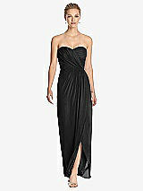 Front View Thumbnail - Black Strapless Draped Chiffon Maxi Dress - Lila