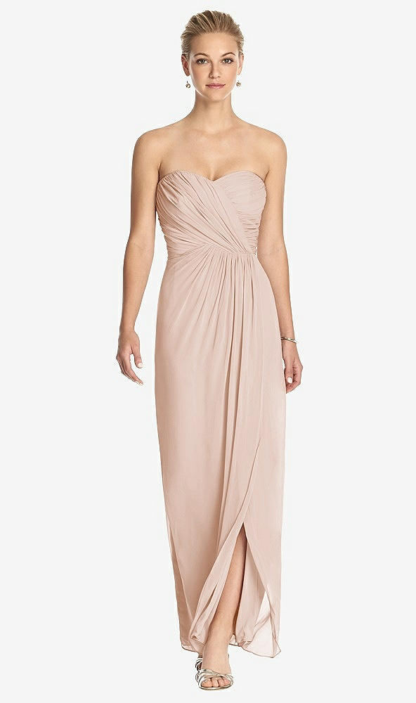 Front View - Cameo Strapless Draped Chiffon Maxi Dress - Lila