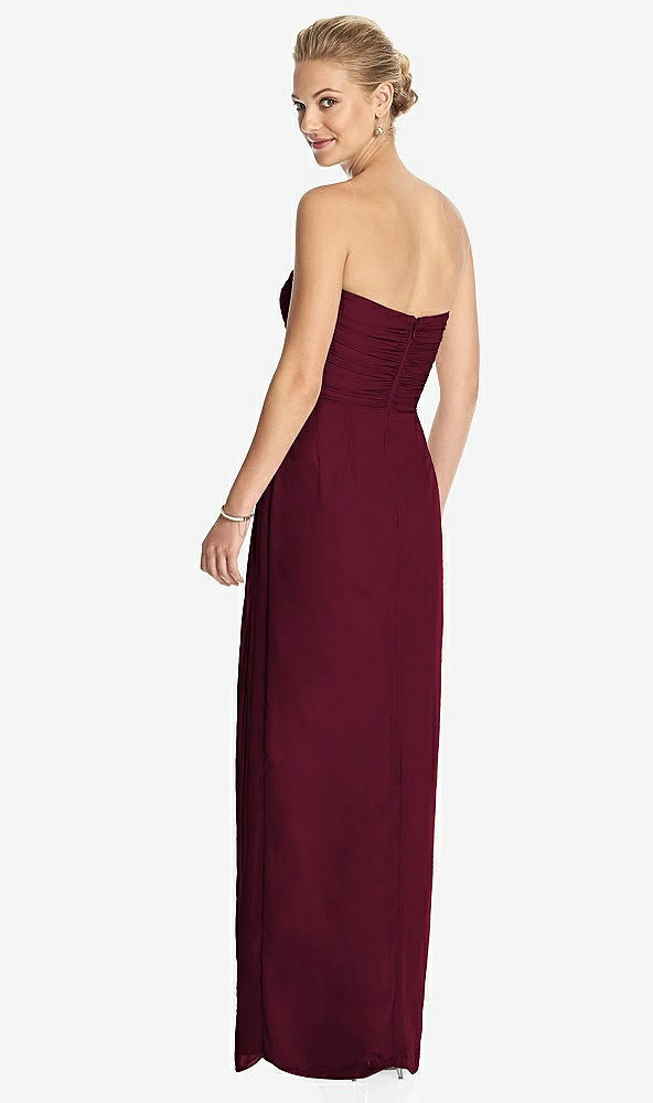 Back View - Cabernet Strapless Draped Chiffon Maxi Dress - Lila