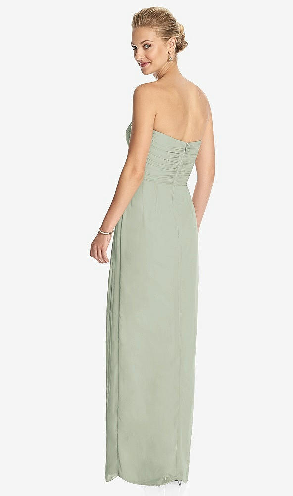 Back View - Celadon Strapless Draped Chiffon Maxi Dress - Lila