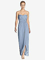 Front View Thumbnail - Cloudy Strapless Draped Chiffon Maxi Dress - Lila