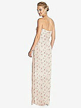 Rear View Thumbnail - Coquette Floral Print Strapless Draped Chiffon Maxi Dress - Lila