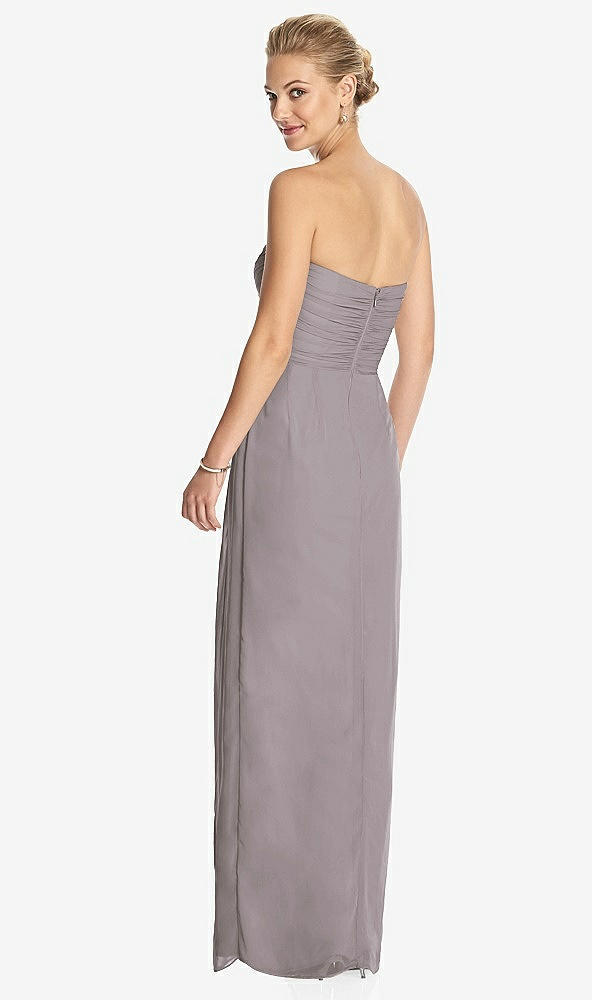 Back View - Cashmere Gray Strapless Draped Chiffon Maxi Dress - Lila