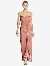 Front View Thumbnail - Desert Rose Strapless Draped Chiffon Maxi Dress - Lila