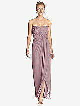 Front View Thumbnail - Dusty Rose Strapless Draped Chiffon Maxi Dress - Lila