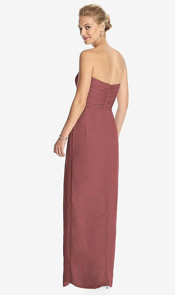 Back View - English Rose Strapless Draped Chiffon Maxi Dress - Lila