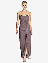 Front View Thumbnail - French Truffle Strapless Draped Chiffon Maxi Dress - Lila