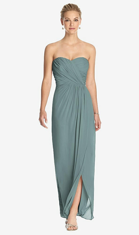 Front View - Icelandic Strapless Draped Chiffon Maxi Dress - Lila