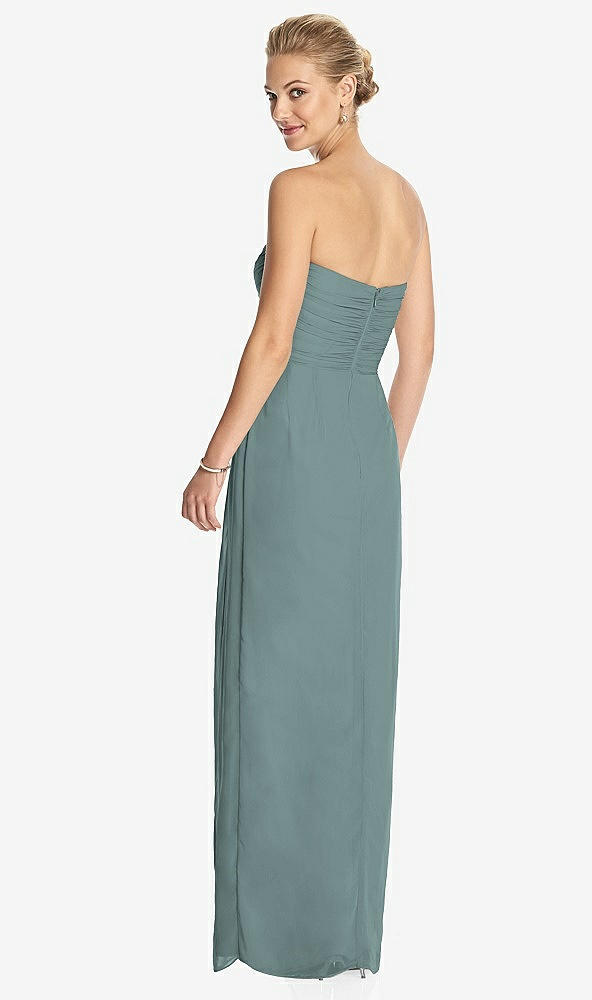 Back View - Icelandic Strapless Draped Chiffon Maxi Dress - Lila