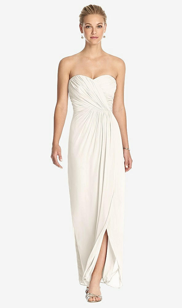 Front View - Ivory Strapless Draped Chiffon Maxi Dress - Lila