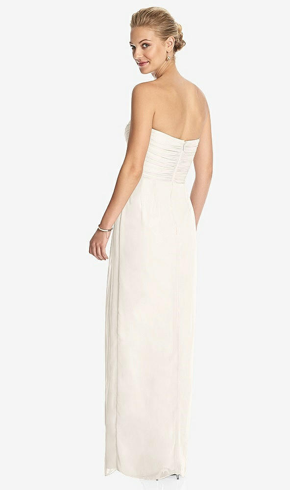 Back View - Ivory Strapless Draped Chiffon Maxi Dress - Lila