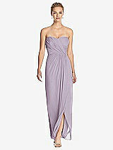 Front View Thumbnail - Lilac Haze Strapless Draped Chiffon Maxi Dress - Lila