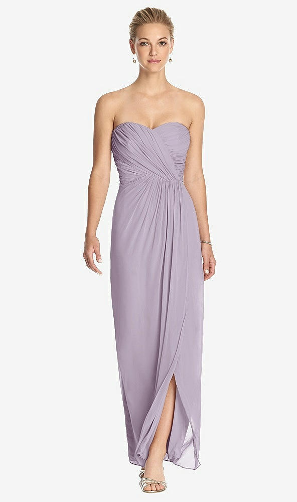 Front View - Lilac Haze Strapless Draped Chiffon Maxi Dress - Lila