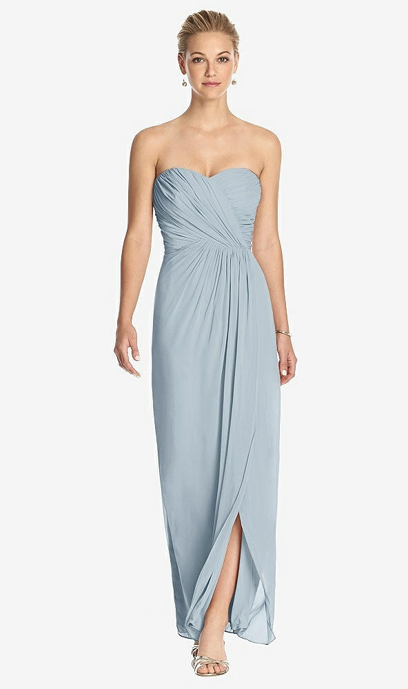 Front View - Mist Strapless Draped Chiffon Maxi Dress - Lila