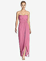 Front View Thumbnail - Orchid Pink Strapless Draped Chiffon Maxi Dress - Lila