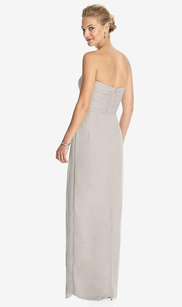 Back View - Oyster Strapless Draped Chiffon Maxi Dress - Lila