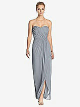 Front View Thumbnail - Platinum Strapless Draped Chiffon Maxi Dress - Lila