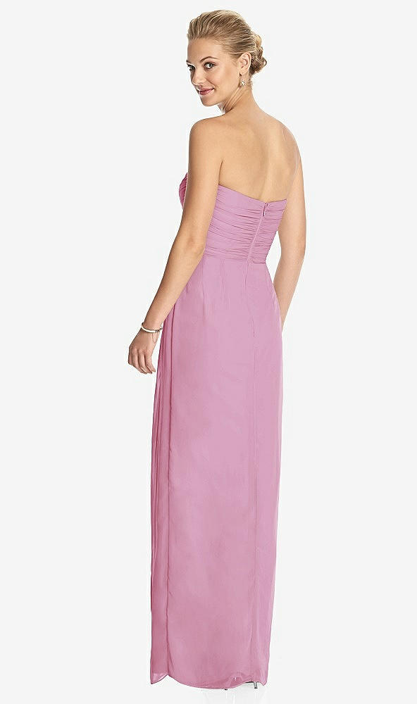 Back View - Powder Pink Strapless Draped Chiffon Maxi Dress - Lila