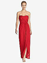 Front View Thumbnail - Parisian Red Strapless Draped Chiffon Maxi Dress - Lila