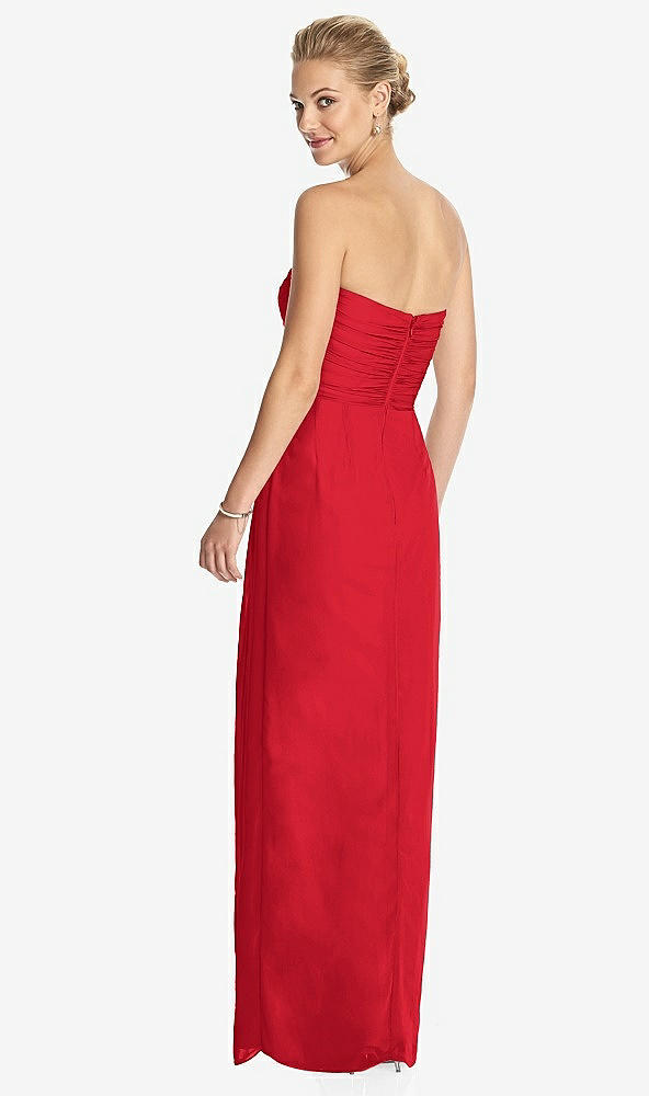 Back View - Parisian Red Strapless Draped Chiffon Maxi Dress - Lila