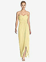 Front View Thumbnail - Pale Yellow Strapless Draped Chiffon Maxi Dress - Lila