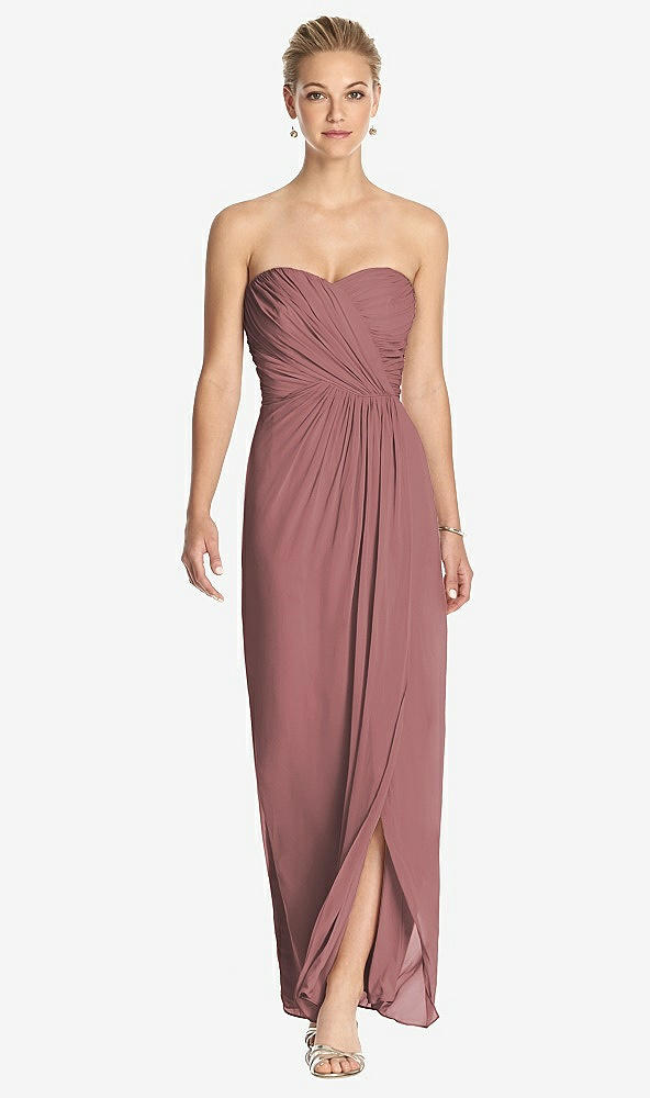 Front View - Rosewood Strapless Draped Chiffon Maxi Dress - Lila