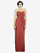 Alt View 1 Thumbnail - Coral Pink Strapless Draped Chiffon Maxi Dress - Lila